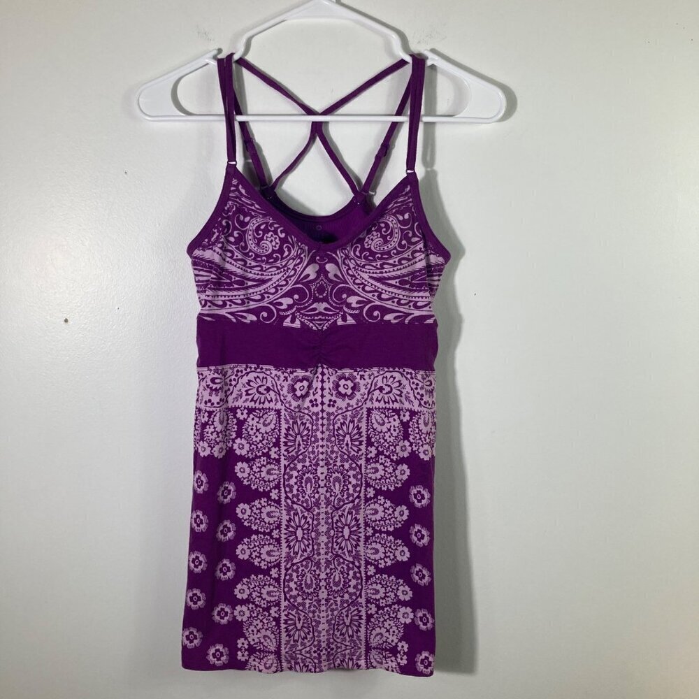 Womens Athleta Strappy Floral Purple RacerBack‎ Tank Top XS